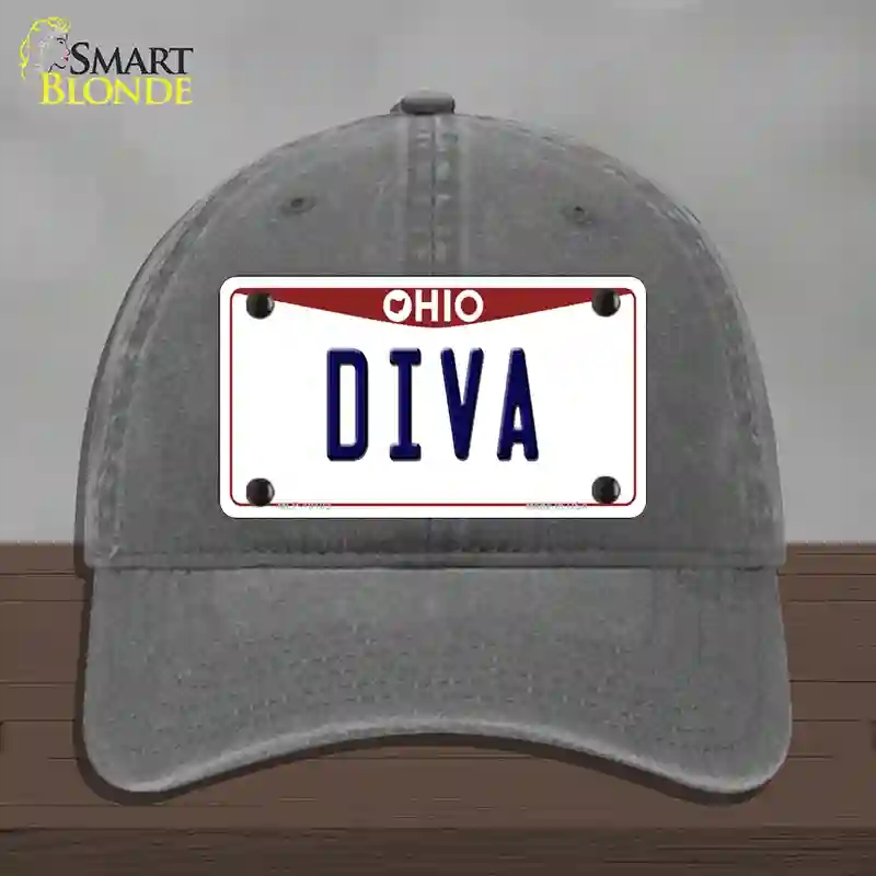 HAT08-MLP-10102 Diva Ohio Novelty License Plate Hat, Unconstructed Cotton - Charcoal