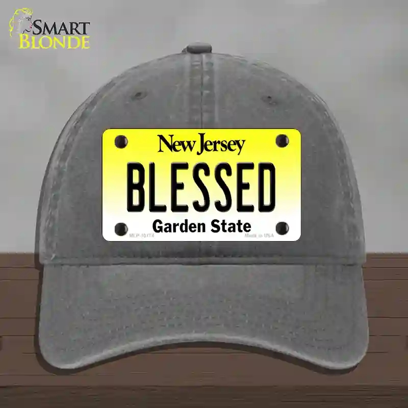 HAT08-MLP-10174 Blessed   Jersey Novelty License Plate Hat, Unconstructed Cotton - Charcoal
