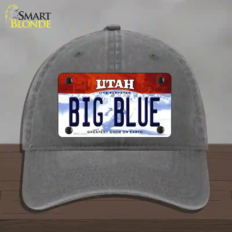 HAT08-MLP-10202 Big Blue Utah Novelty License Plate Hat, Unconstructed Cotton - Charcoal