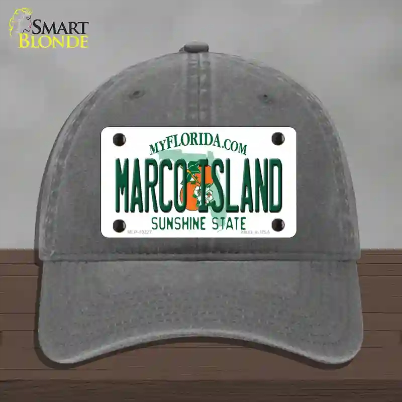 HAT08-MLP-10227 Marco Island Florida Novelty License Plate Hat, Unconstructed Cotton - Charcoal