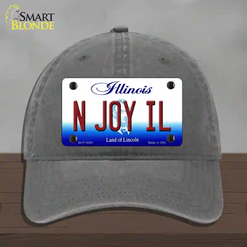 HAT08-MLP-10281 N Joy IL Illinois Novelty License Plate Hat, Unconstructed Cotton - Charcoal