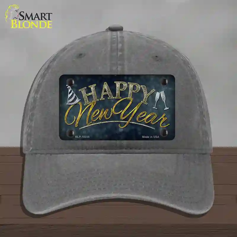 HAT08-MLP-10335 Happy   Year Novelty License Plate Hat, Unconstructed Cotton - Charcoal
