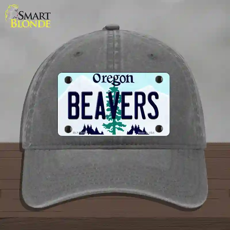 HAT08-MLP-10356 Beavers Oregon Novelty License Plate Hat, Unconstructed Cotton - Charcoal