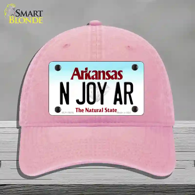 HAT12-MLP-10036 N Joy AR Arkansas Novelty License Plate Hat, Unconstructed Cotton - Pink