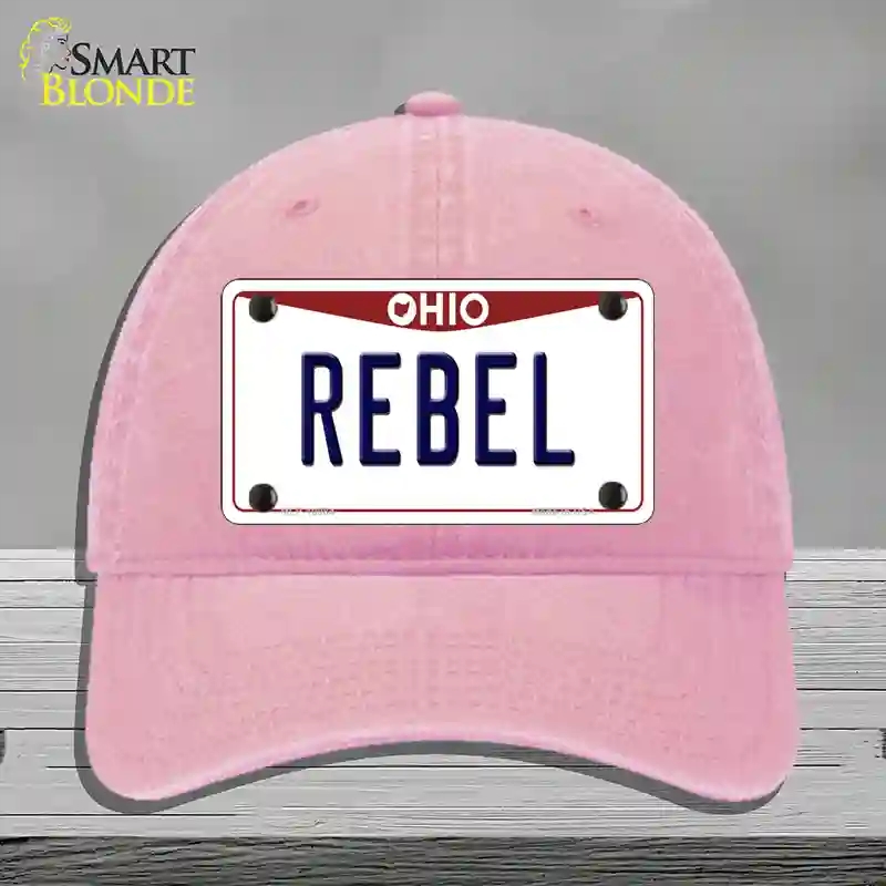 HAT12-MLP-10084 Rebel Ohio Novelty License Plate Hat, Unconstructed Cotton - Pink