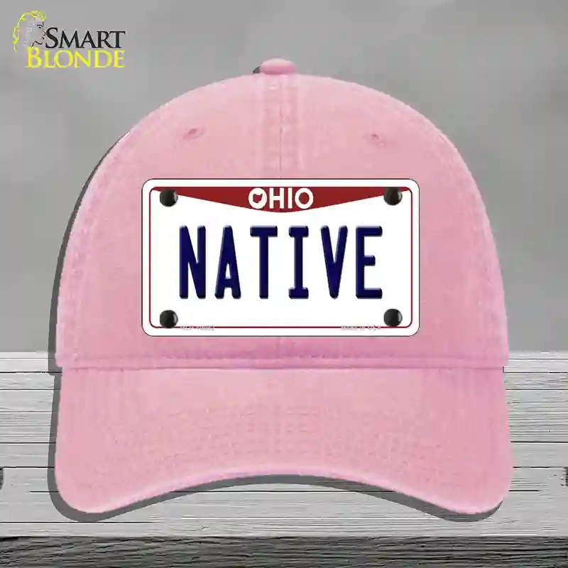 HAT12-MLP-10092 Native Ohio Novelty License Plate Hat, Unconstructed Cotton - Pink