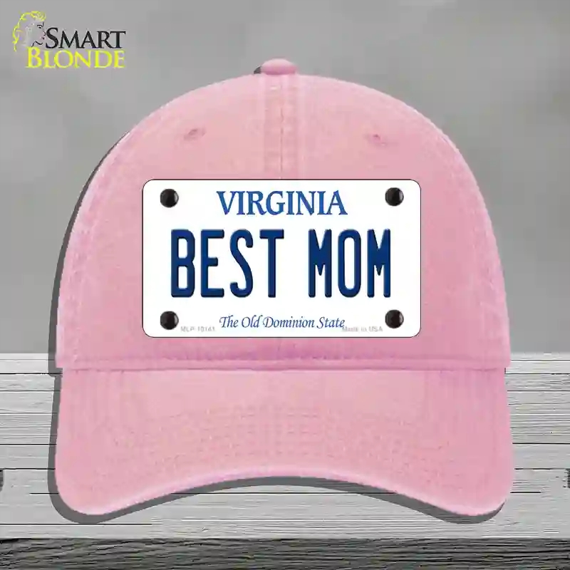 HAT12-MLP-10141 Best Mom Virginia Novelty License Plate Hat, Unconstructed Cotton - Pink