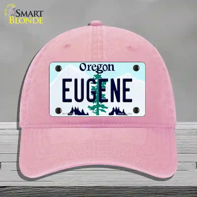HAT12-MLP-10344 Eugene Oregon Novelty License Plate Hat, Unconstructed Cotton - Pink