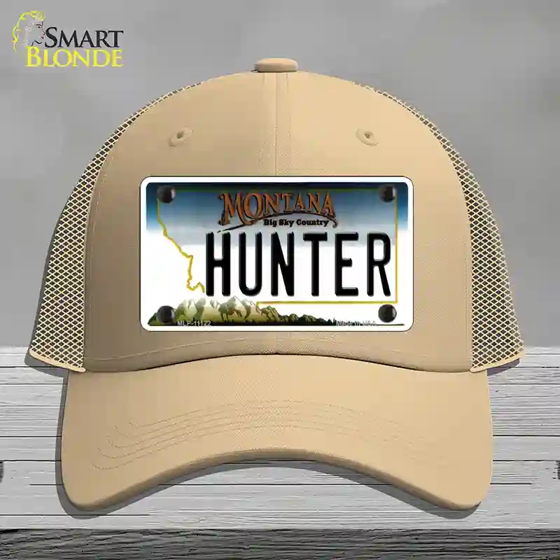 HAT15-MLP-11122 Hunter Montana State Novelty License Plate Hat, Mesh - Khaki
