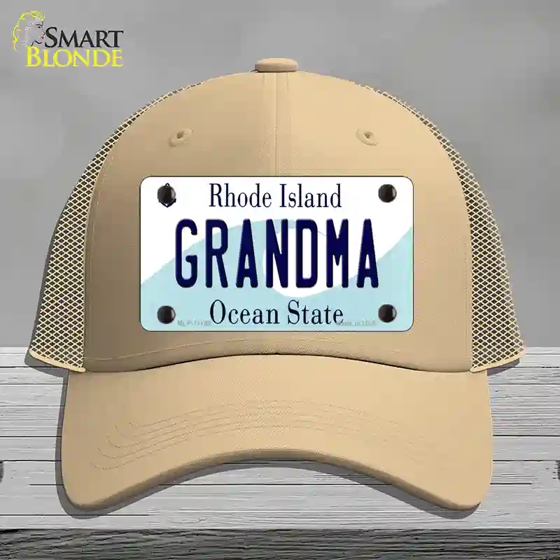 HAT15-MLP-11199 Grandma Rhode Island State Novelty License Plate Hat, Mesh - Khaki