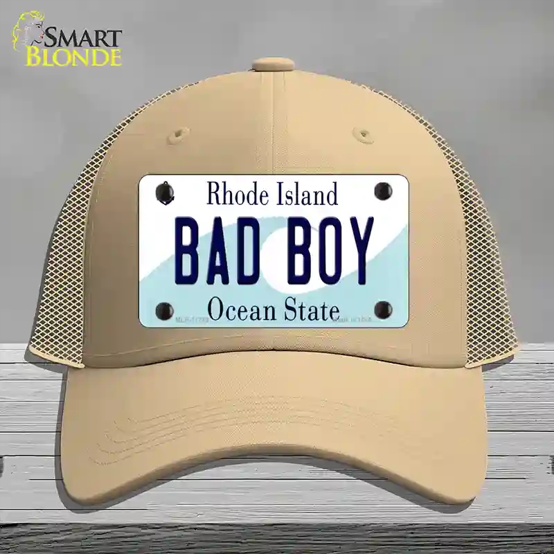 HAT15-MLP-11219 Bad Boy Rhode Island State Novelty License Plate Hat, Mesh - Khaki