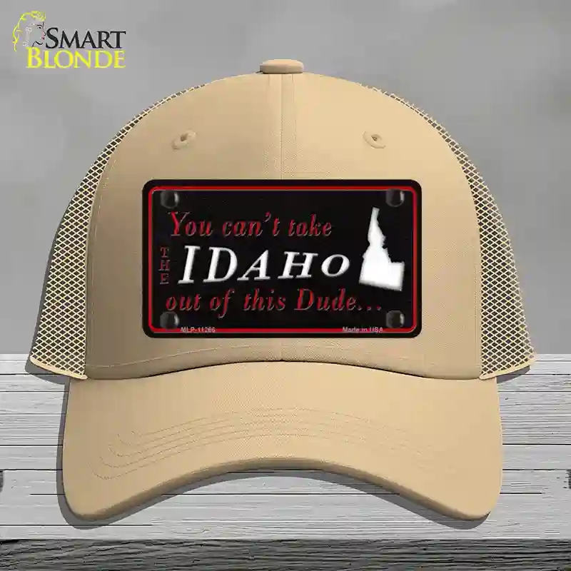 HAT15-MLP-11266 Idaho Dude Novelty License Plate Hat, Mesh - Khaki