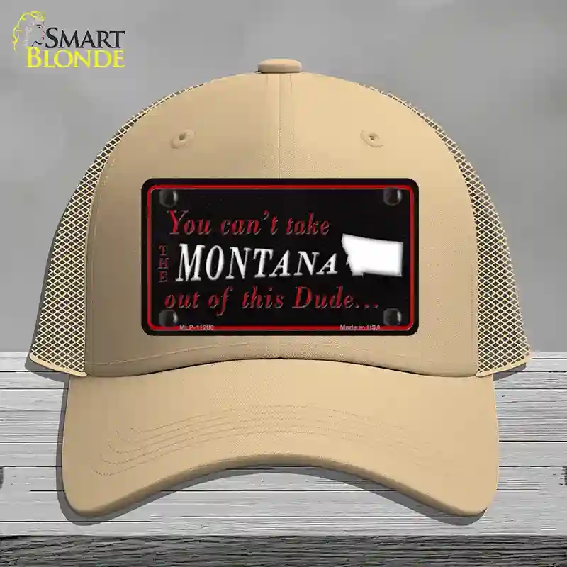 HAT15-MLP-11280 Montana Dude Novelty License Plate Hat, Mesh - Khaki
