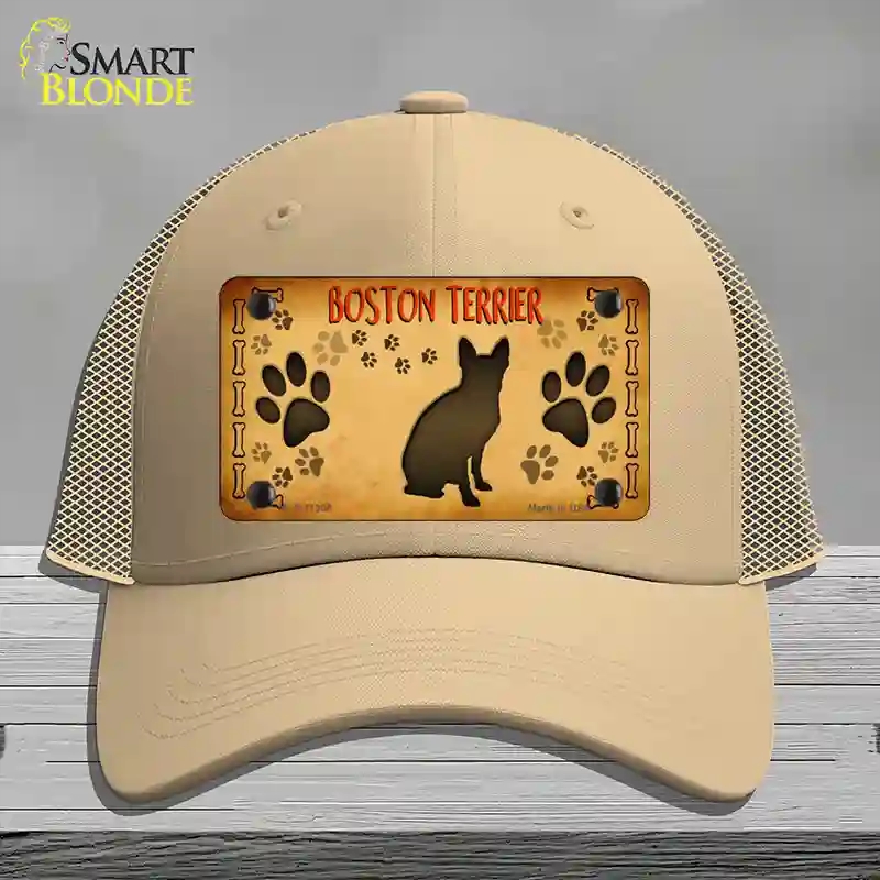 HAT15-MLP-11305 Boston Terrier Novelty License Plate Hat, Mesh - Khaki