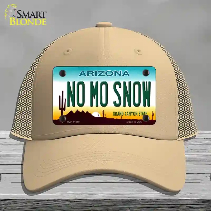 HAT15-MLP-11310 No Mo Snow Novelty License Plate Hat, Mesh - Khaki