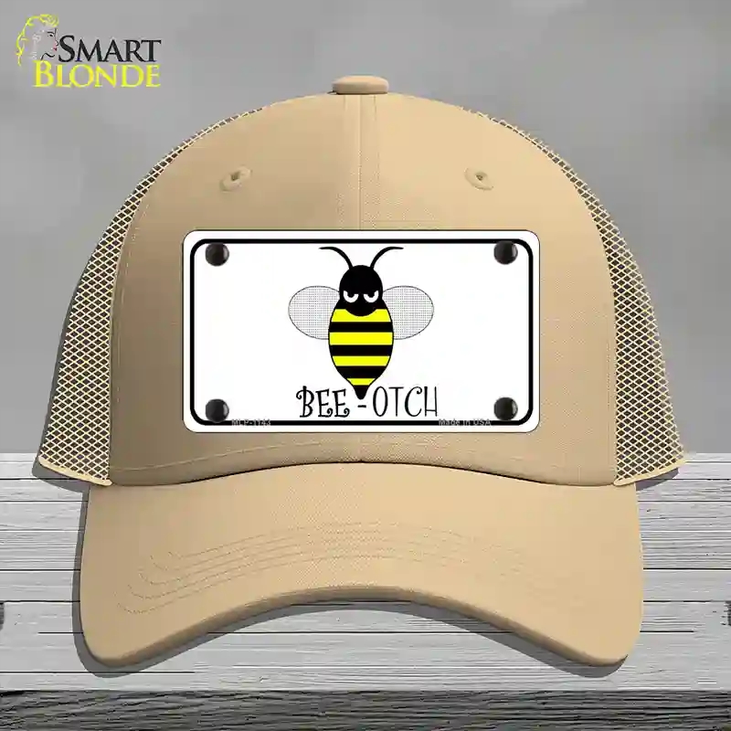 HAT15-MLP-1143 Bee-otch Novelty License Plate Hat, Mesh - Khaki