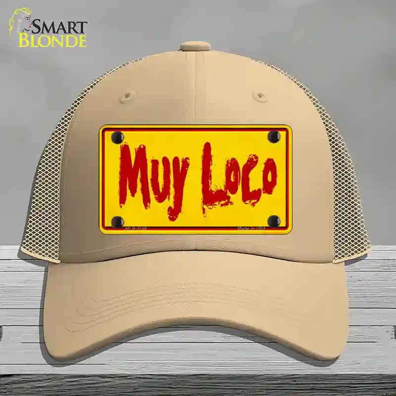 HAT15-MLP-1149 Muy Loco Novelty License Plate Hat, Mesh - Khaki