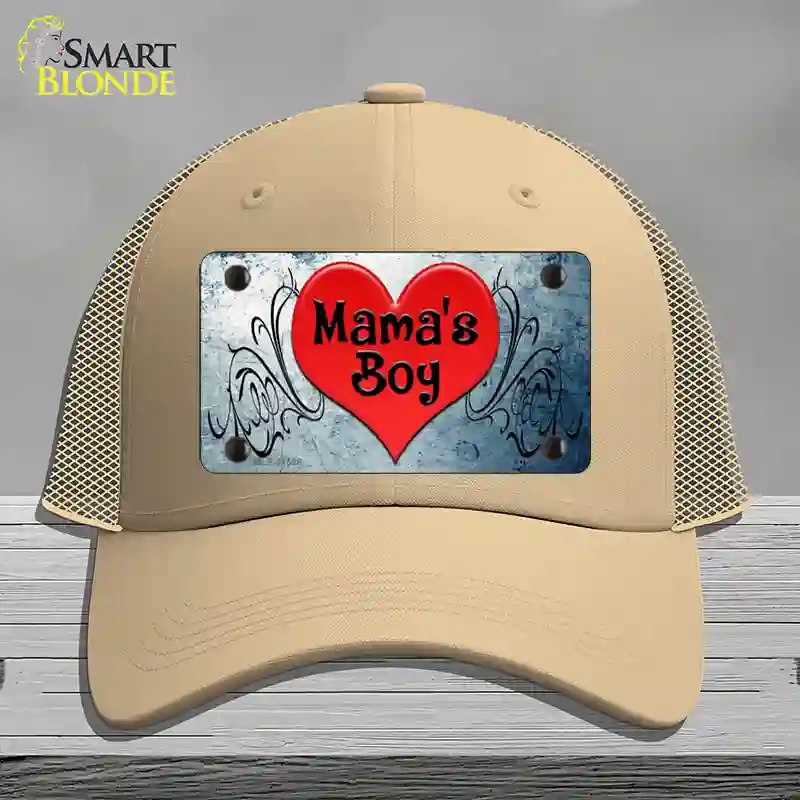 HAT15-MLP-11538 Mamas Boy Novelty License Plate Hat, Mesh - Khaki