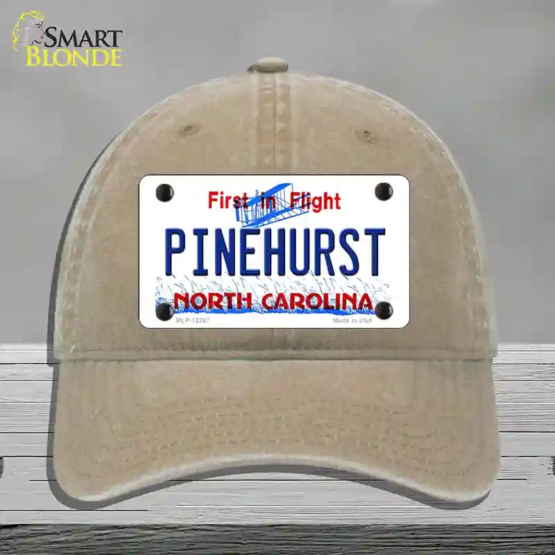 HAT09-MLP-12297 North Carolina Pinehurst Novelty License Plate Hat, Unconstructed Cotton - Khaki