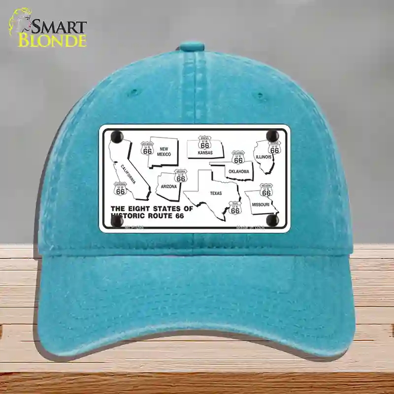 HAT10-MLP-098 Route 66 Historic States Novelty License Plate Hat, Unconstructed Cotton - Lake Blue