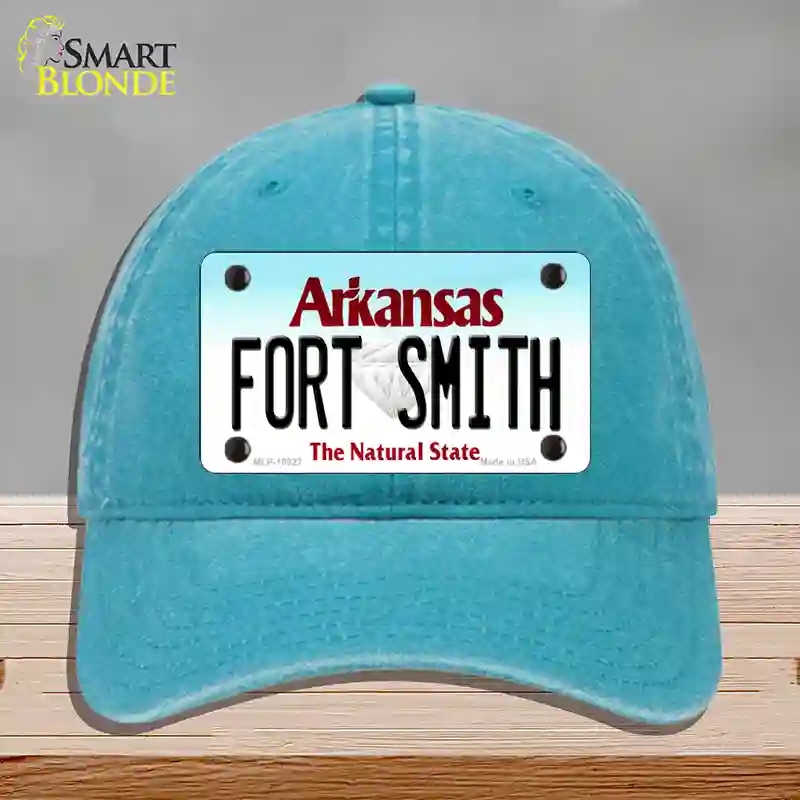 HAT10-MLP-10027 Fort Smith Arkansas Novelty License Plate Hat, Unconstructed Cotton - Lake Blue