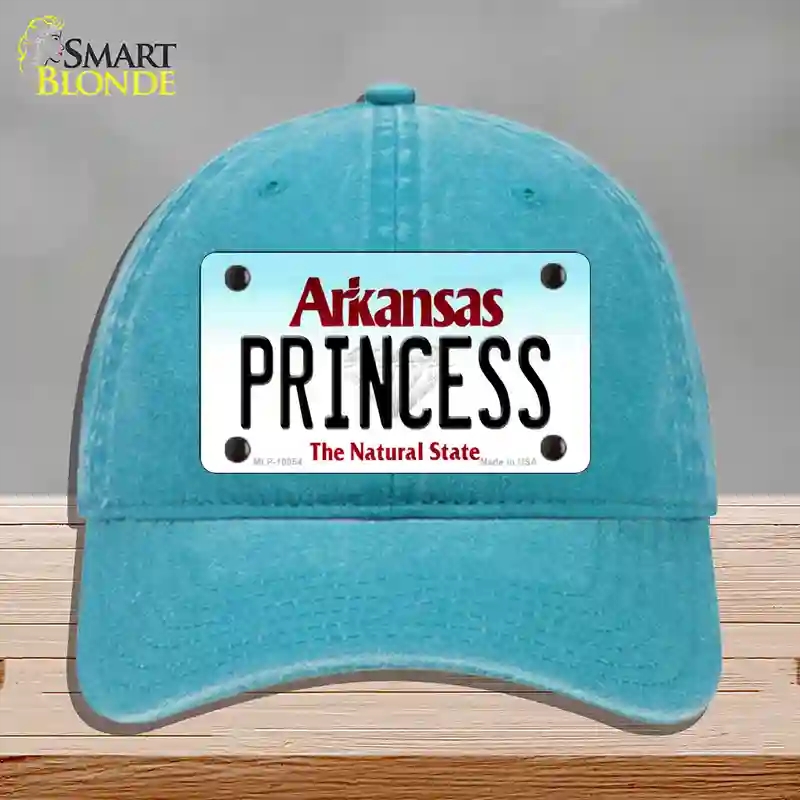 HAT10-MLP-10054 Princess Arkansas Novelty License Plate Hat, Unconstructed Cotton - Lake Blue