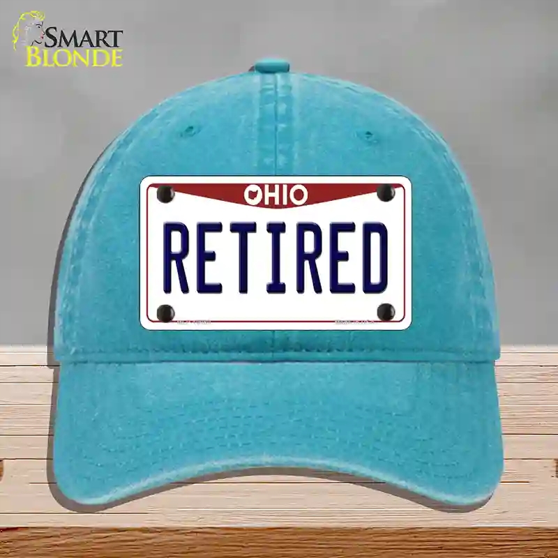 HAT10-MLP-10080 Retired Ohio Novelty License Plate Hat, Unconstructed Cotton - Lake Blue