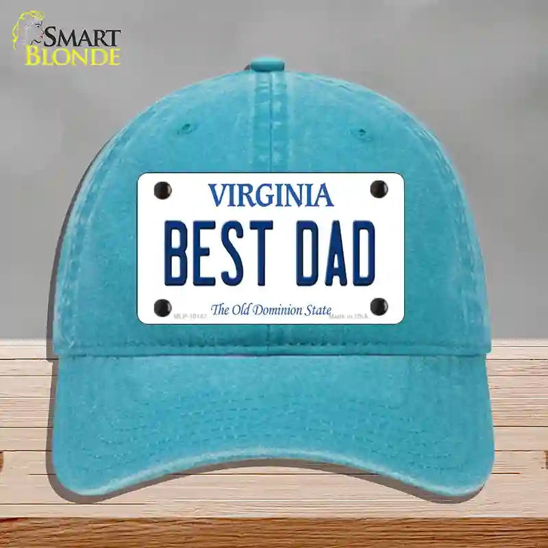 HAT10-MLP-10142 Best Dad Virginia Novelty License Plate Hat, Unconstructed Cotton - Lake Blue