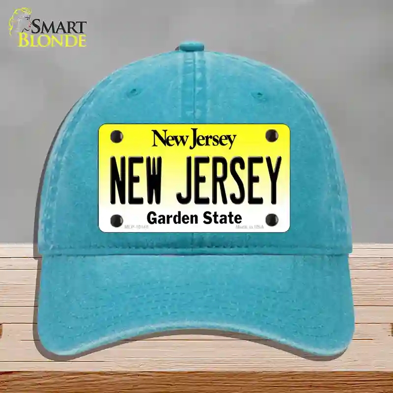HAT10-MLP-10145   Jersey Garden State Novelty License Plate Hat, Unconstructed Cotton - Lake Blue