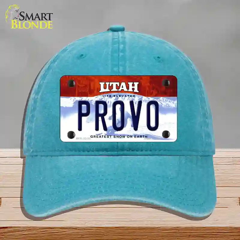 HAT10-MLP-10188 Provo Utah Novelty License Plate Hat, Unconstructed Cotton - Lake Blue
