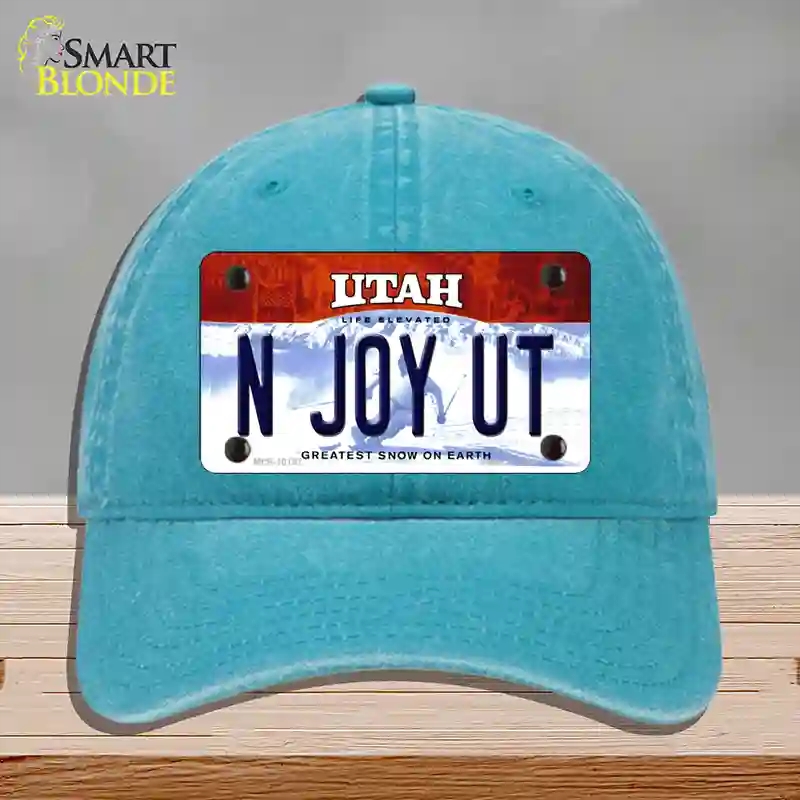 HAT10-MLP-10197 N Joy UT Utah Novelty License Plate Hat, Unconstructed Cotton - Lake Blue