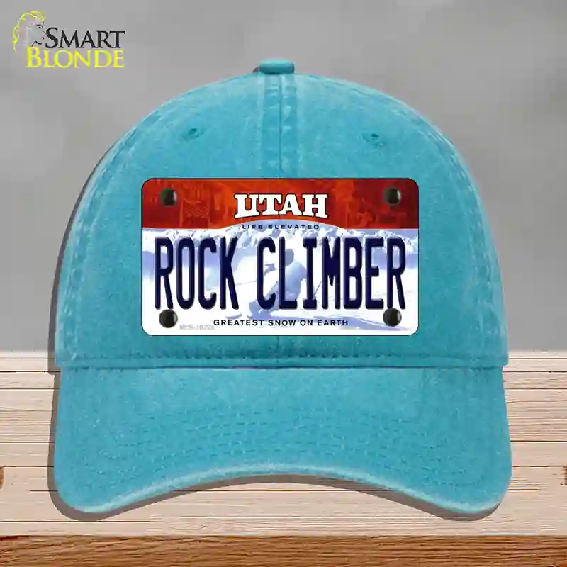 HAT10-MLP-10229 Rock Climber Utah Novelty License Plate Hat, Unconstructed Cotton - Lake Blue