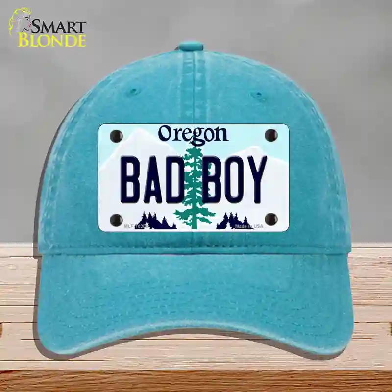 HAT10-MLP-10380 Bad Boy Oregon Novelty License Plate Hat, Unconstructed Cotton - Lake Blue