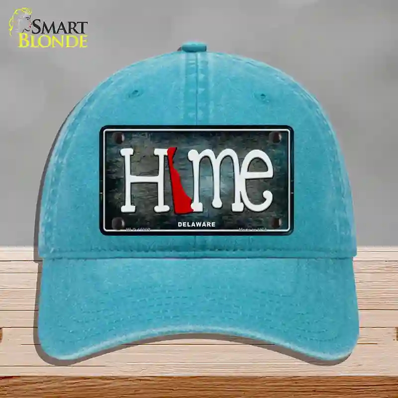 HAT10-MLP-11999 Delaware Home State Outline Novelty License Plate Hat, Unconstructed Cotton - Lake Blue