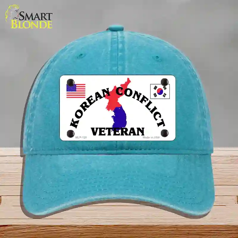 HAT10-MLP-120 Korean Conflict Veteran Novelty License Plate Hat, Unconstructed Cotton - Lake Blue