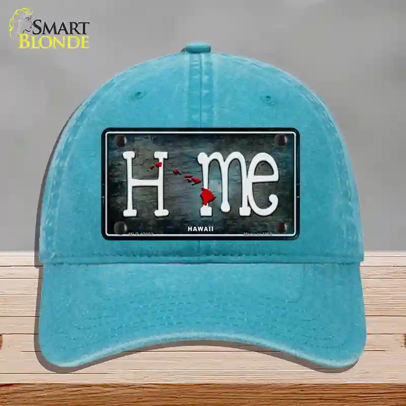 HAT10-MLP-12002 Hawaii Home State Outline Novelty License Plate Hat, Unconstructed Cotton - Lake Blue