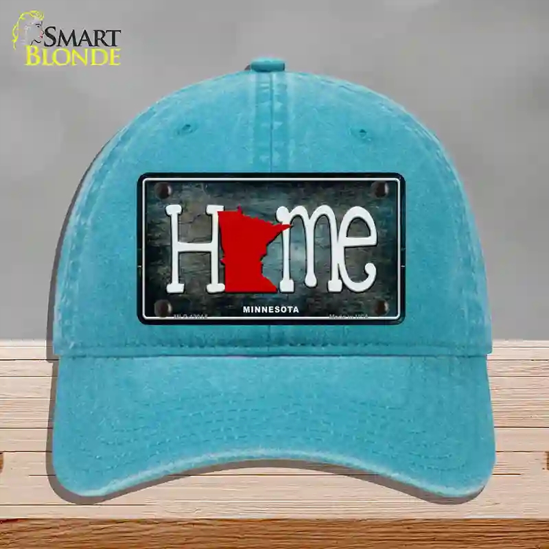 HAT10-MLP-12014 Minnesota Home State Outline Novelty License Plate Hat, Unconstructed Cotton - Lake Blue