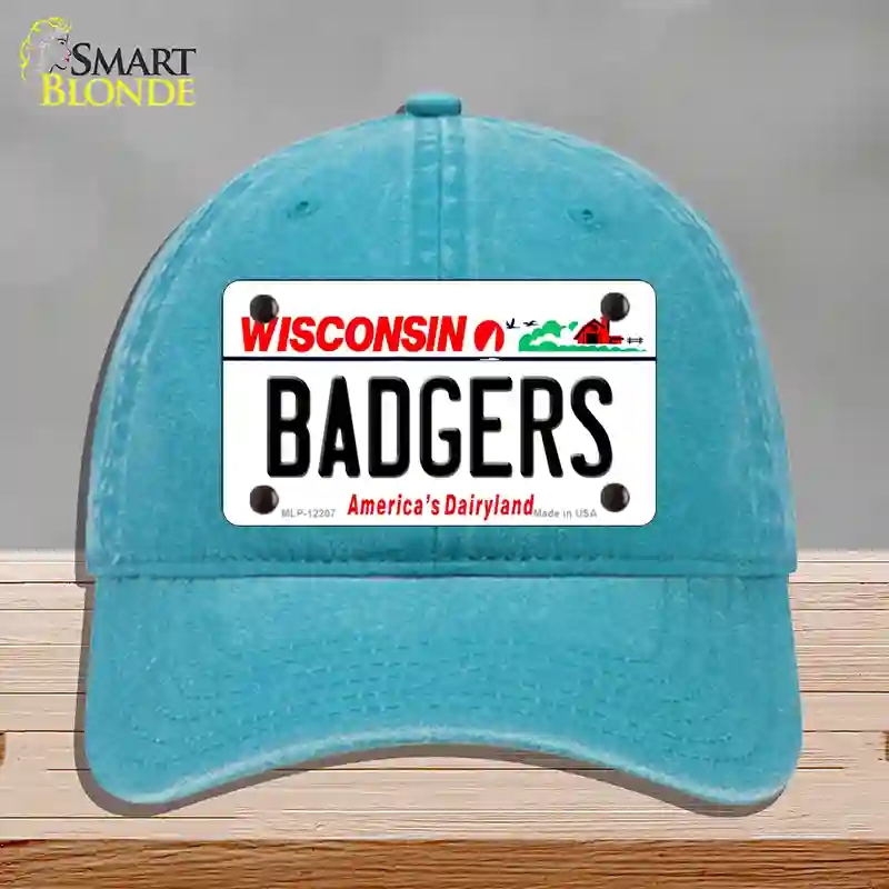 HAT10-MLP-12207 decalrs Wisconsin Novelty License Plate Hat, Unconstructed Cotton - Lake Blue