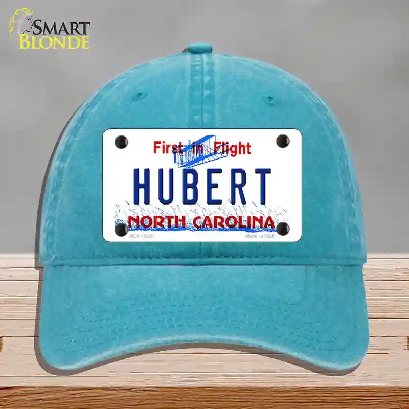 HAT10-MLP-12291 North Carolina Hubert Novelty License Plate Hat, Unconstructed Cotton - Lake Blue