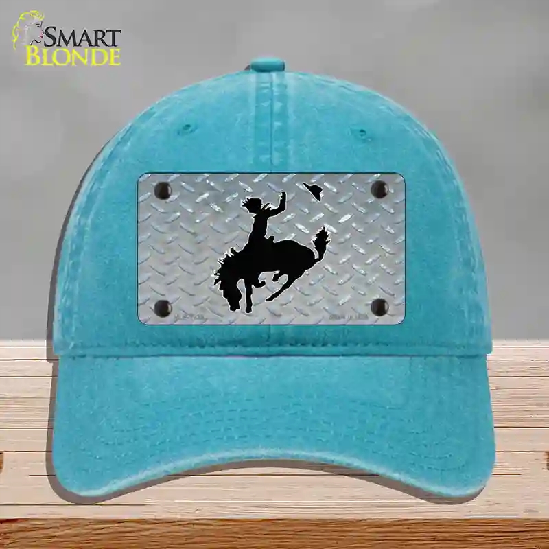 HAT10-MLP-1230 Bucking Bronco Novelty License Plate Hat, Unconstructed Cotton - Lake Blue