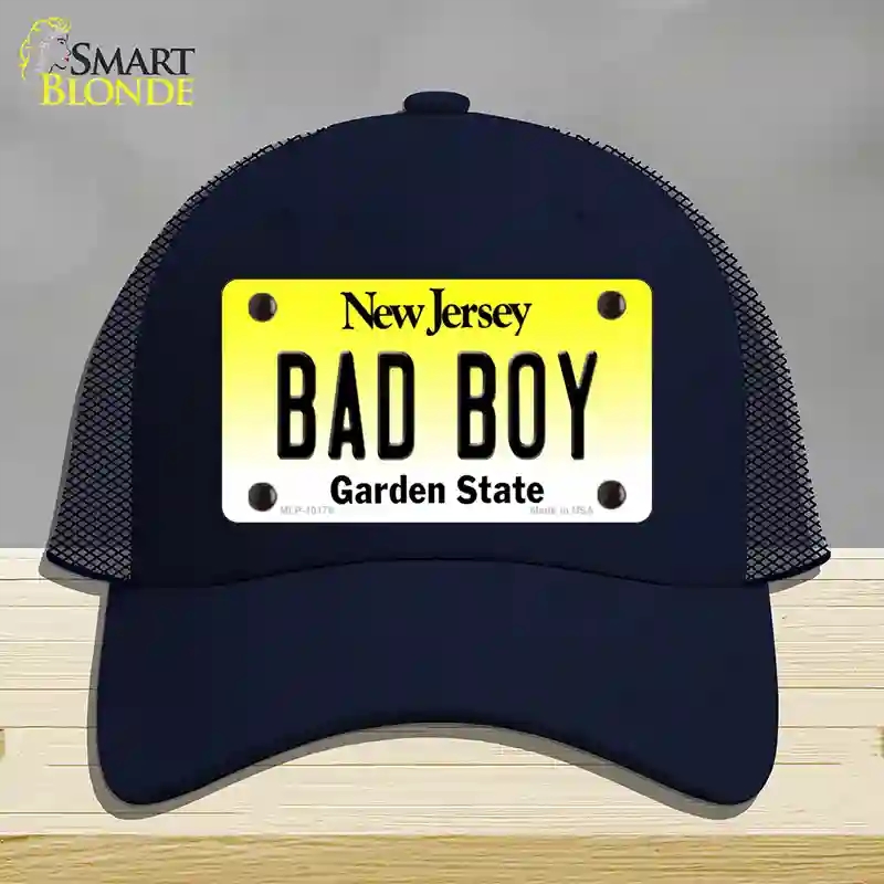 HAT16-MLP-10178 Bad Boy   Jersey Novelty License Plate Hat, Mesh - Navy