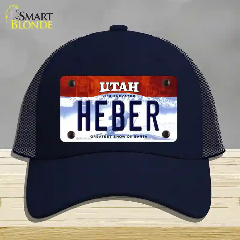 HAT16-MLP-10194 Heber Utah Novelty License Plate Hat, Mesh - Navy