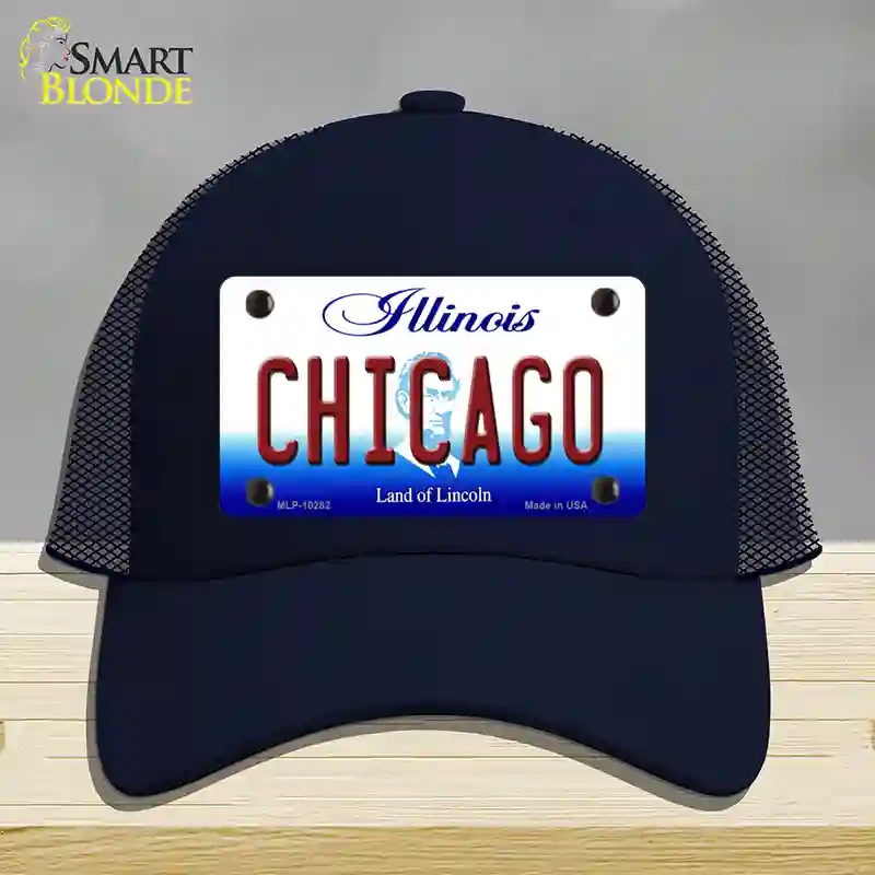 HAT16-MLP-10282 Chicago Illinois Novelty License Plate Hat, Mesh - Navy