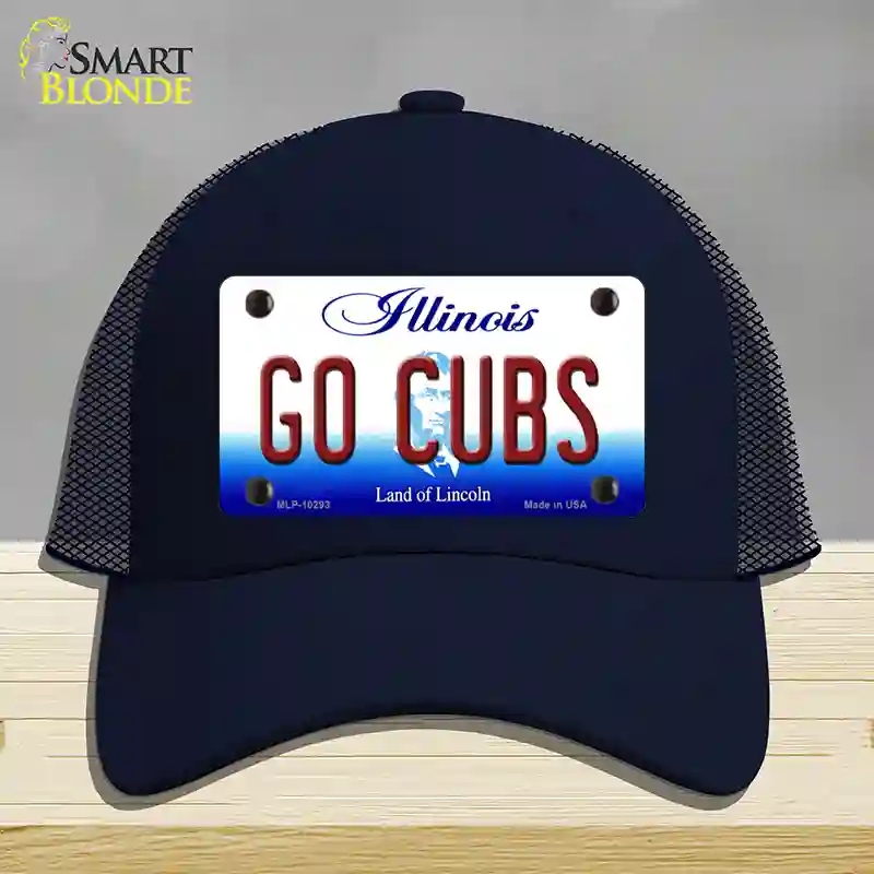 HAT16-MLP-10293 Go Cubs Illinois Novelty License Plate Hat, Mesh - Navy