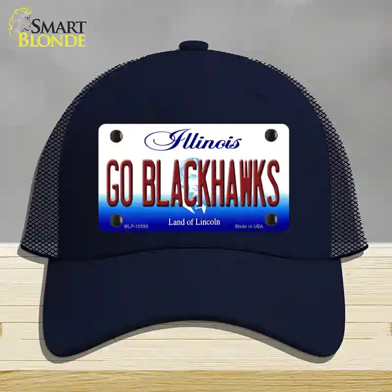 HAT16-MLP-10295 Go Blackhawks Illinois Novelty License Plate Hat, Mesh - Navy