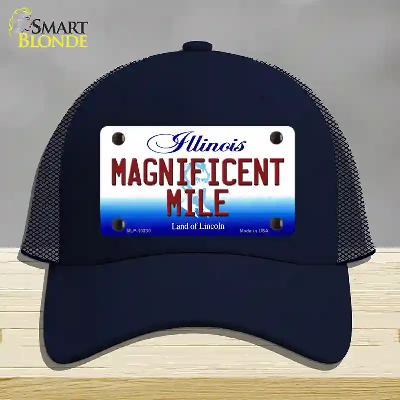 HAT16-MLP-10330 Magnificent Mile Illinois Novelty License Plate Hat, Mesh - Navy