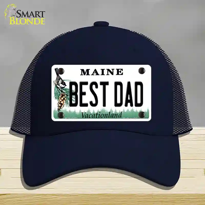 HAT16-MLP-10423 Best Dad Maine Novelty License Plate Hat, Mesh - Navy