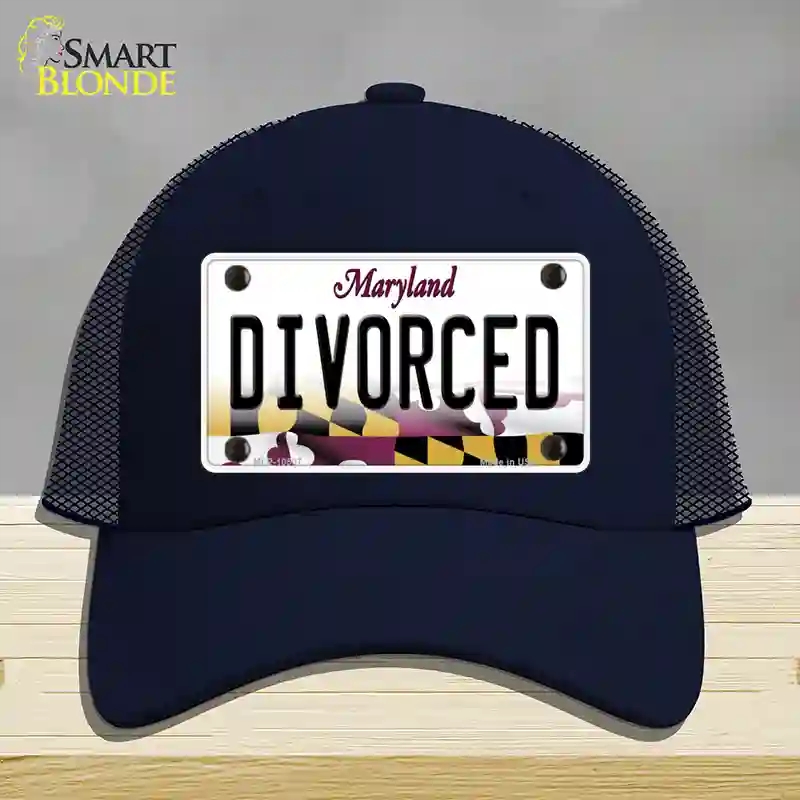HAT16-MLP-10507 Divorced Maryland Novelty License Plate Hat, Mesh - Navy
