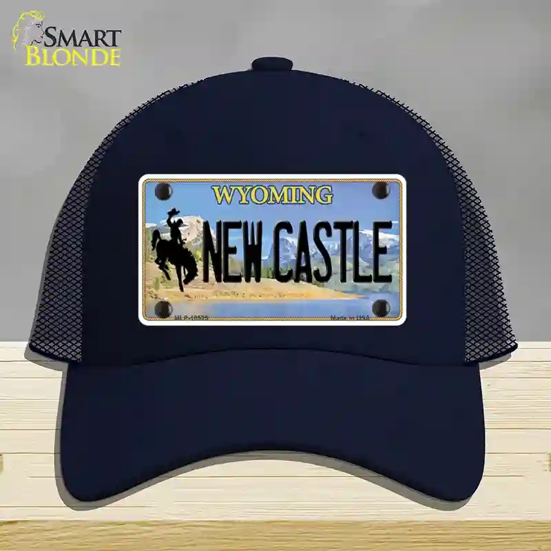 HAT16-MLP-10525   Castle Wyoming Novelty License Plate Hat, Mesh - Navy