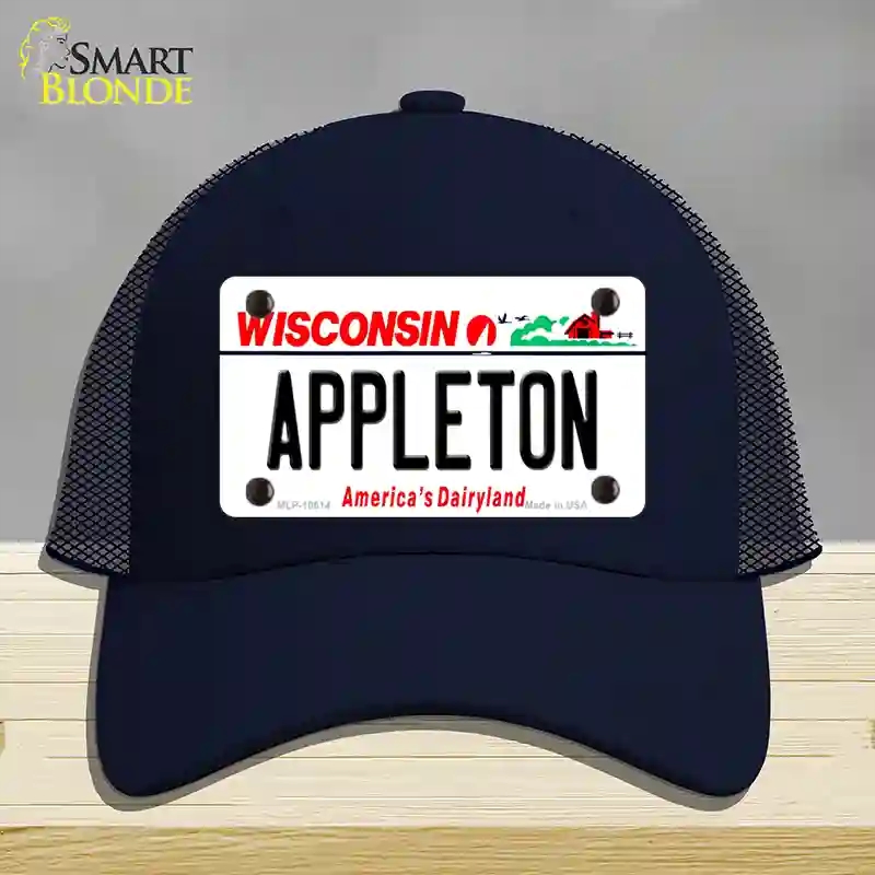 HAT16-MLP-10614 Appleton Wisconsin Novelty License Plate Hat, Mesh - Navy
